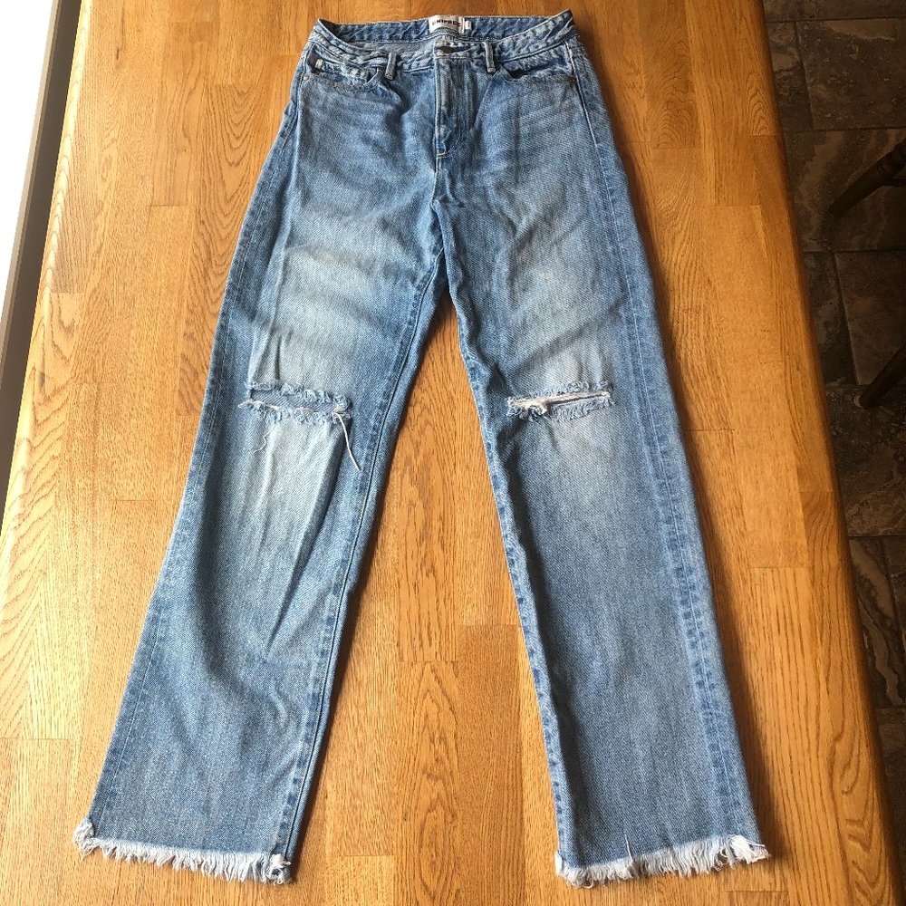 Unifree Frayed Hem Jeans Ripped Knee Size Large